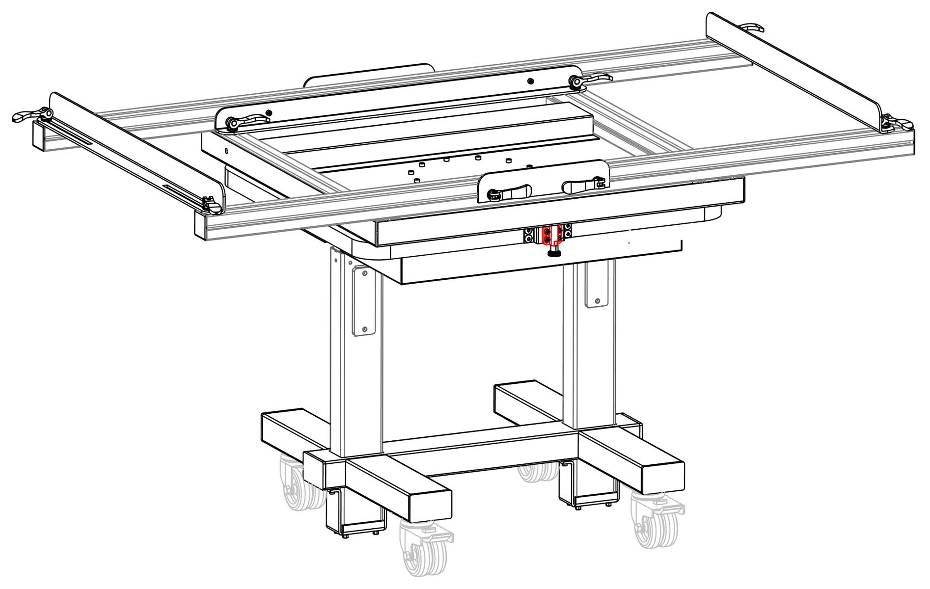 Etude pour table spécifique réglable en hauteur, profondeur et largeur